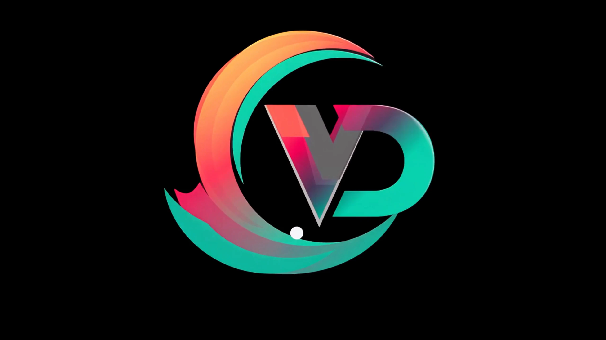 Vidtify Design logo: metalen VD omringd door oranje, rode en turquoise verf
