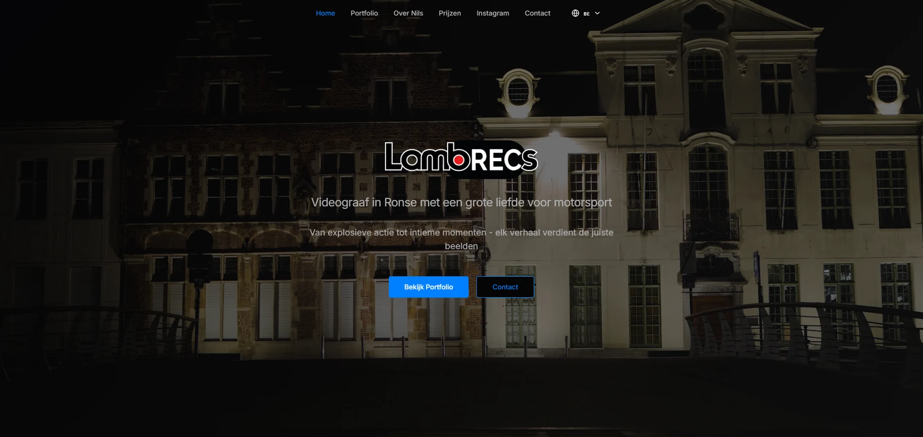 Homepage van LAMBRECS, ontworpen door Vidtify Design
