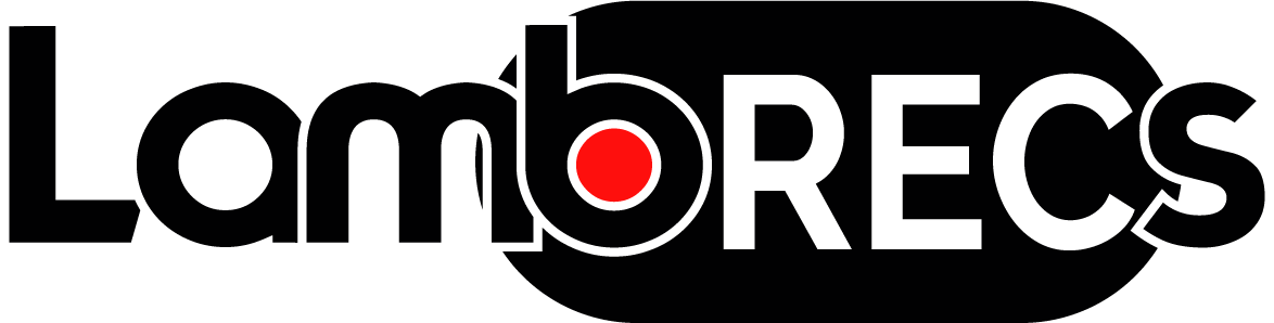 Het door Vidtify Design ontworpen LambRECS-logo met rode opnameknop